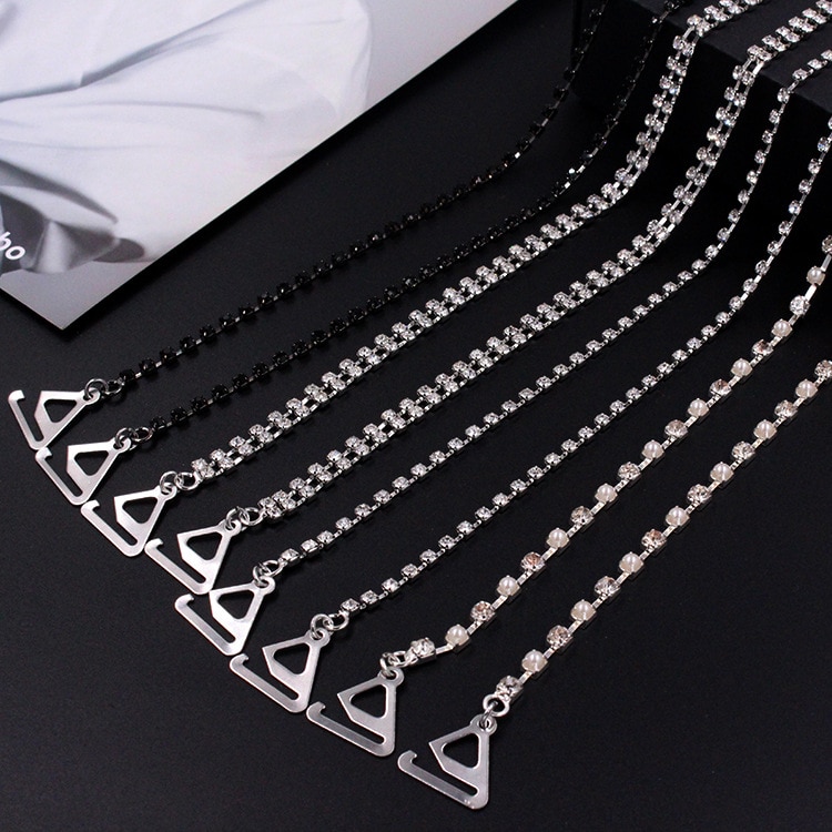 Underwear Crystal Straps Metal Bra Straps Rhinestone Shoulder Straps Invisible Non-Slip Cool Sexy Trendy Simple Off-the-shoulder