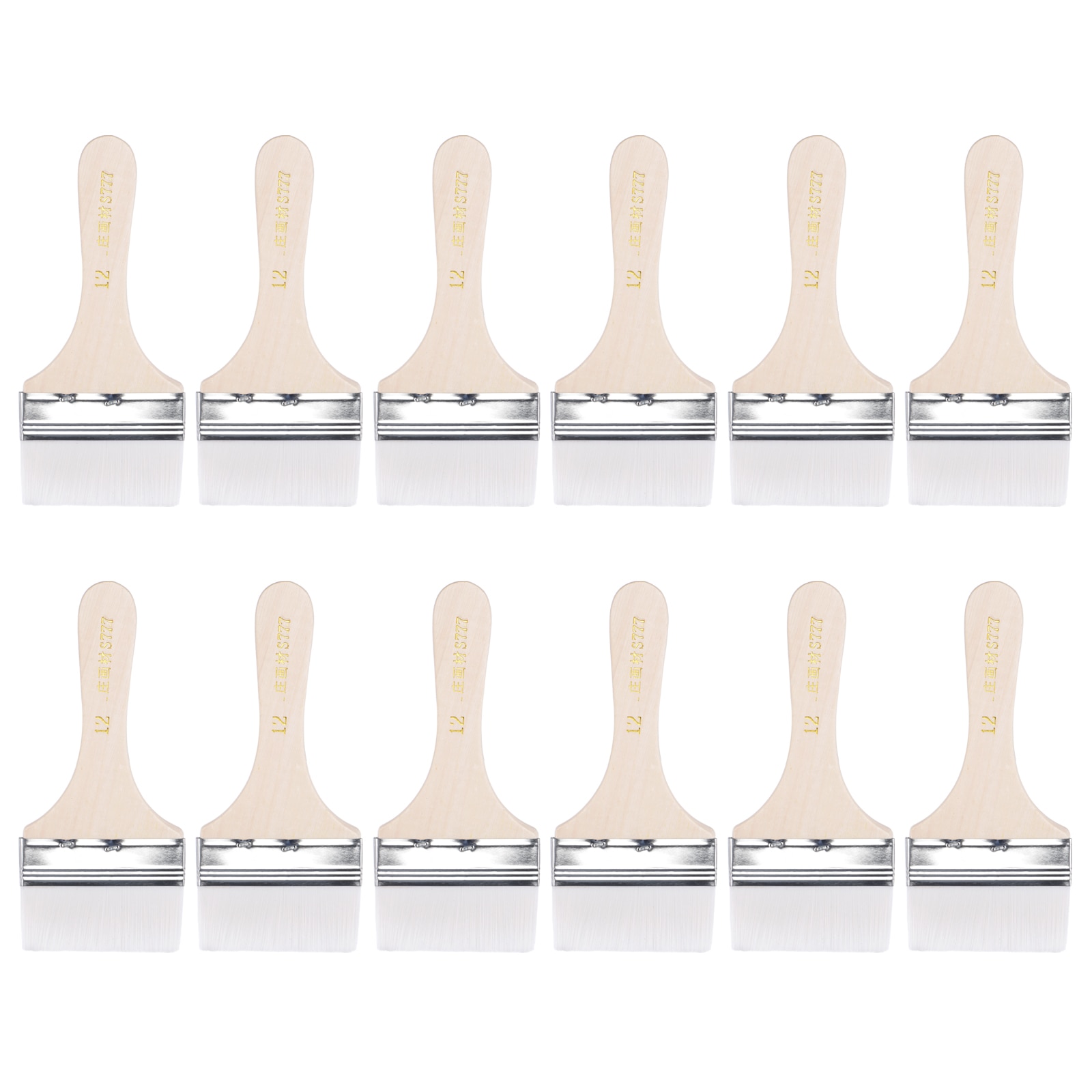 uxcell 7" Paint Brush 3" Width Soft Nylon Bristle with Wood Handle for Wall, Cabinets, Fences White 12 Pcs