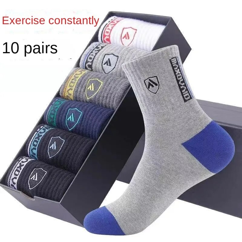 5 Pairs Apring And Fall Mens Sports Socks Summer Leisure Sweat Absorbent Comfortable Thin Breathable Basketball Meias EU 38-43