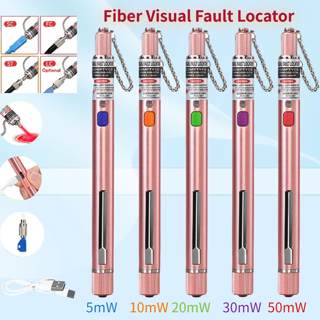 COMPTYCO 5MW~50MW Visual Fault Locate Fiber Optic Tester Pen Type Red optical fiber Light Optical Cable Tester FTTH Tool