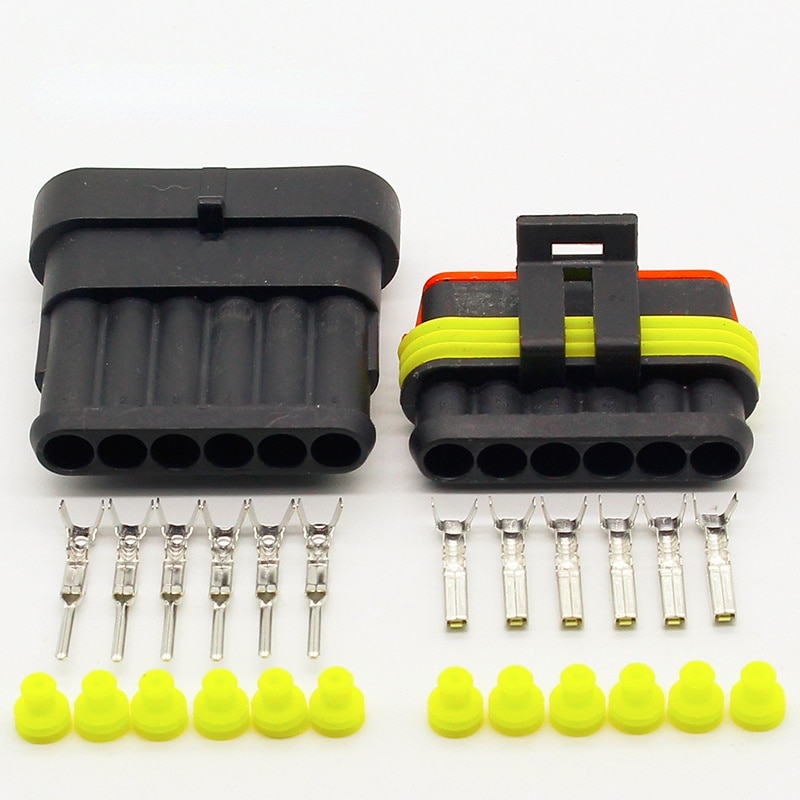 5 Sets NEW Car Part 6 Pin Way Sealed Waterproof Electrical Wire Auto Connector Plug Set