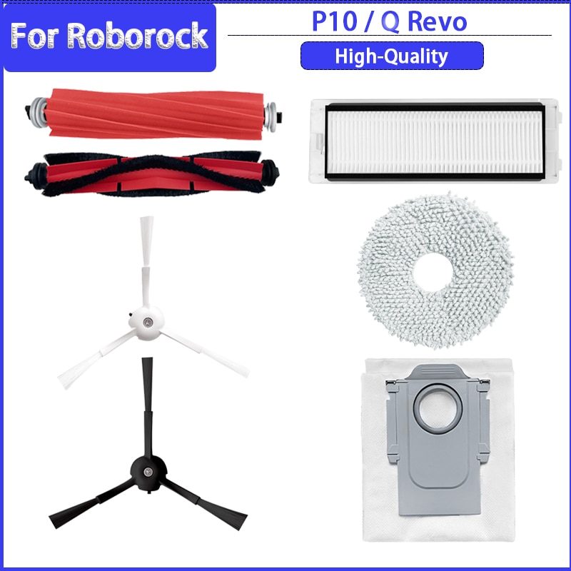For Roborock Q Revo / Roborock P10 A7400RR Replacement Spare Parts Accessories Main Side Brush HEPA Filter Mop Cloth Dust Bag