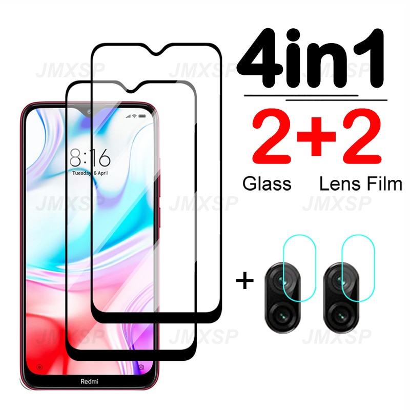 4in1 Protective Glass For Redmi Note 9 8 7 Pro 8T 9T 9S Tempered Glass on For Xiaomi Redmi 9 8 7 9A 9C 9i 9T 9AT A1 A2 Lens Film