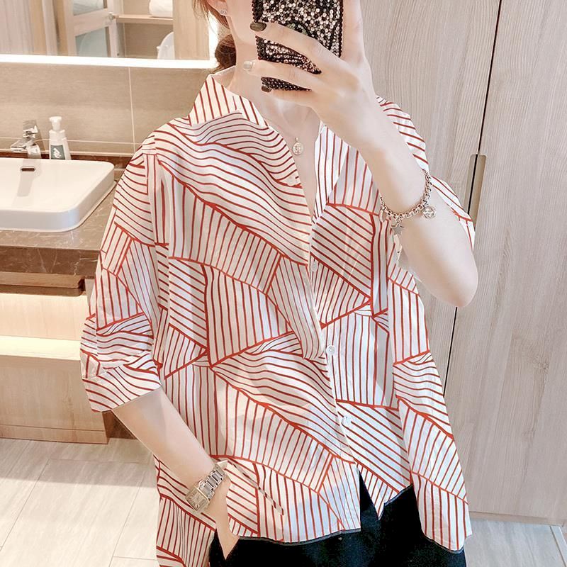 Fashion Striped Shirts Women Design Sense Short Sleeve Slim Blouse Korean Style Loose Shirt Summer Trend Thin Tops Y2k Clothes