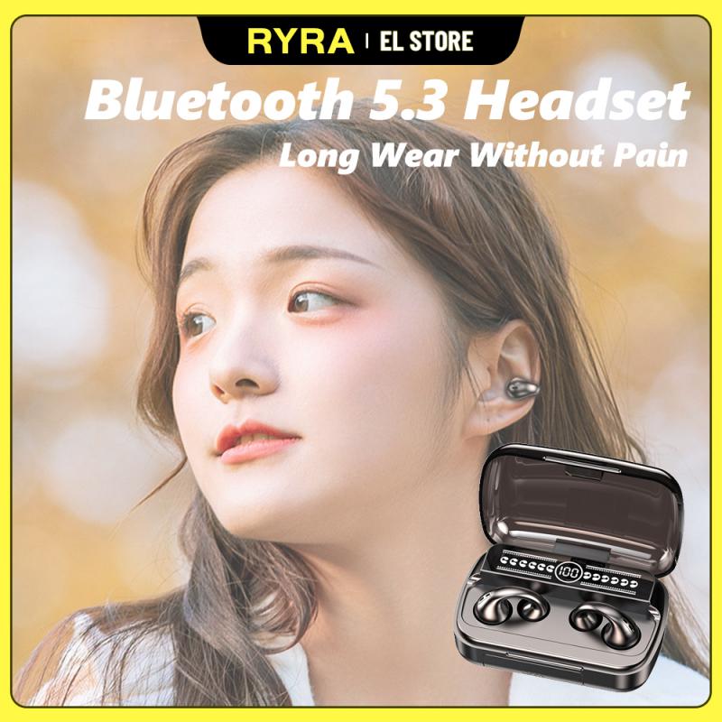RYRA Ear Hook Bluetooth 5.3 Headset Earring Wireless HiFi Stereo Sport Earbuds IPX7 Waterproof HD Call Earphones With Mic