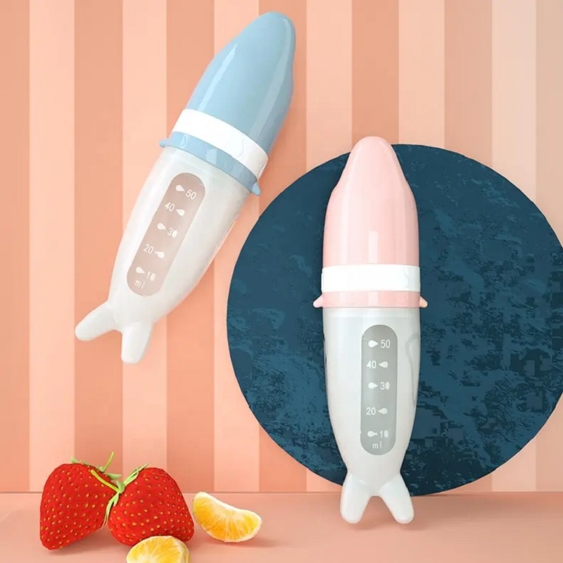 Baby Feeding Bottle Dolphin Silicone Rice Cereal Spoon Newborn Tableware Baby Goods Feeding Spoon