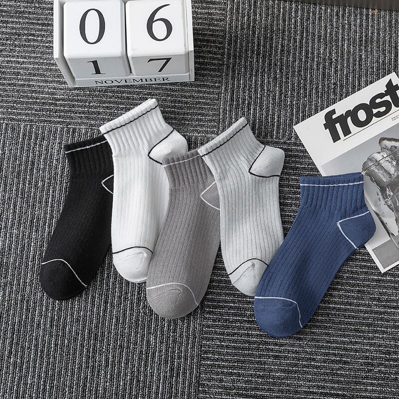 Men'S Socks Solid Color Vertical Fringe Simple Line Cotton Socks Stockings For All Seasons Sport Leisure Basic Style Sock M