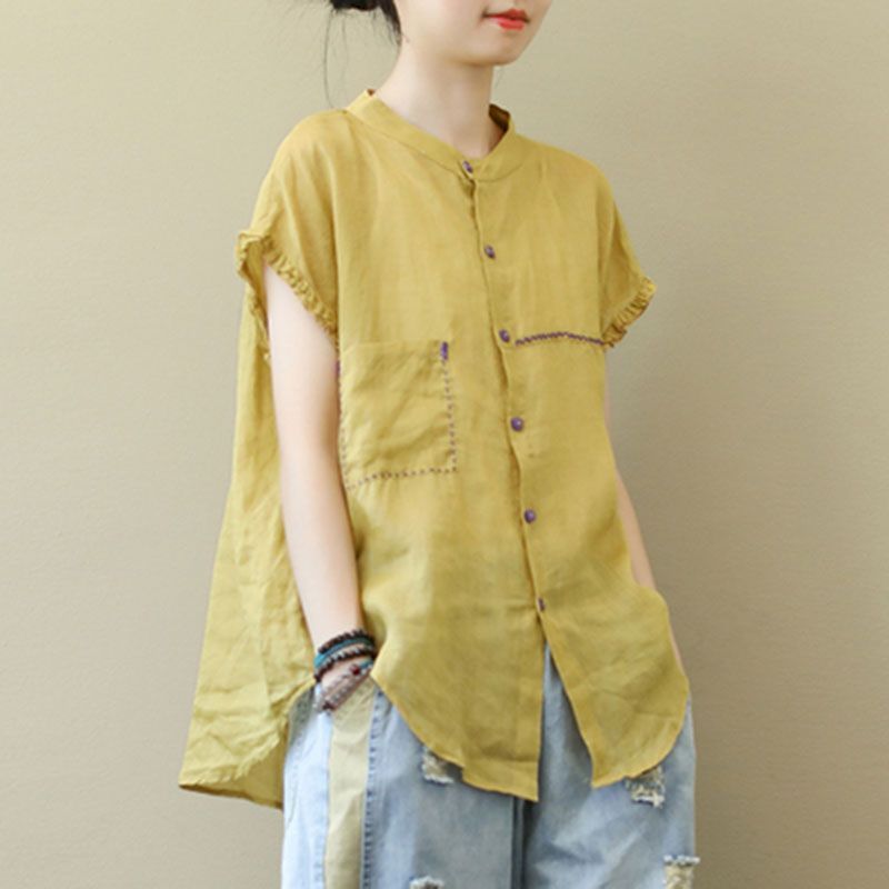 Literature Oversized Shirts Women Summer Trend Thin Loose Short Sleeve Shirt Fashion Casual Design Sense Irregular Blouses Y2k