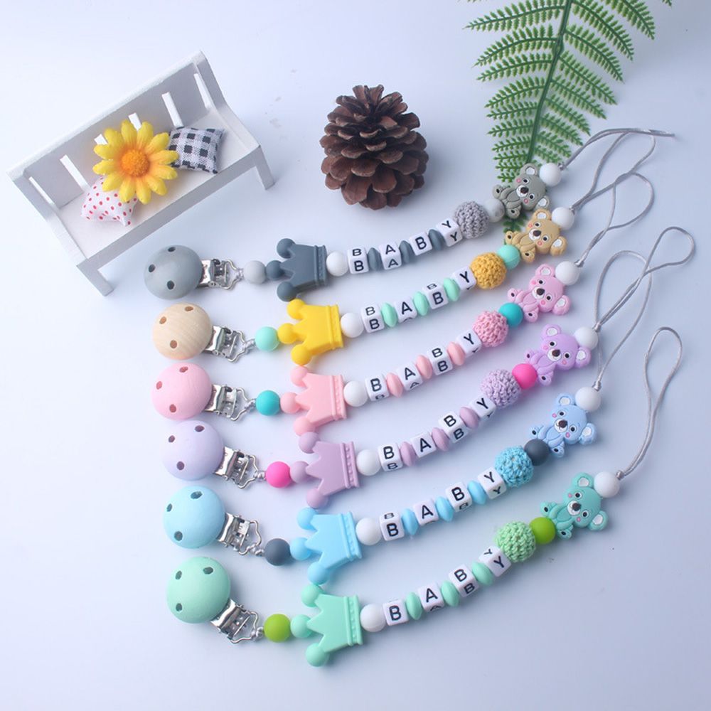 Baby Care Cute Bear Baby Teething Chew Toy Pacifier Clip Soother Beaded Pacifiers Chain Nipple Feeding