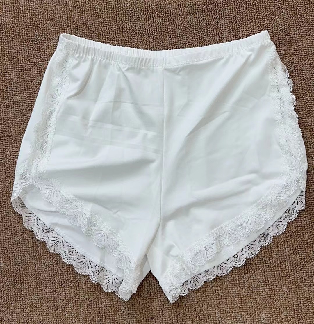 2PCS 2023 New In Summer Women's Seamless Ice Silk Leggings Knickers Side Lace Safety Pants Soft Anti-light Threaded Lace Sh
