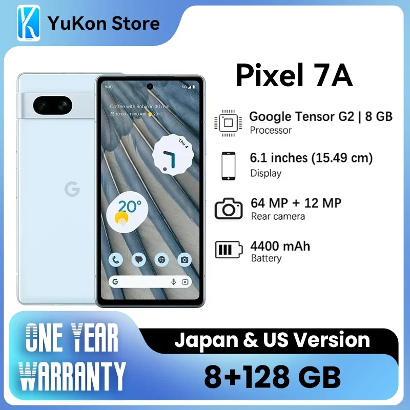Brand New Original Google Pixel 7a Google Tensor G2 6.1"OLED Display 64 MP + 12 MP 4400 mAh Google Support NFC Google Pixel