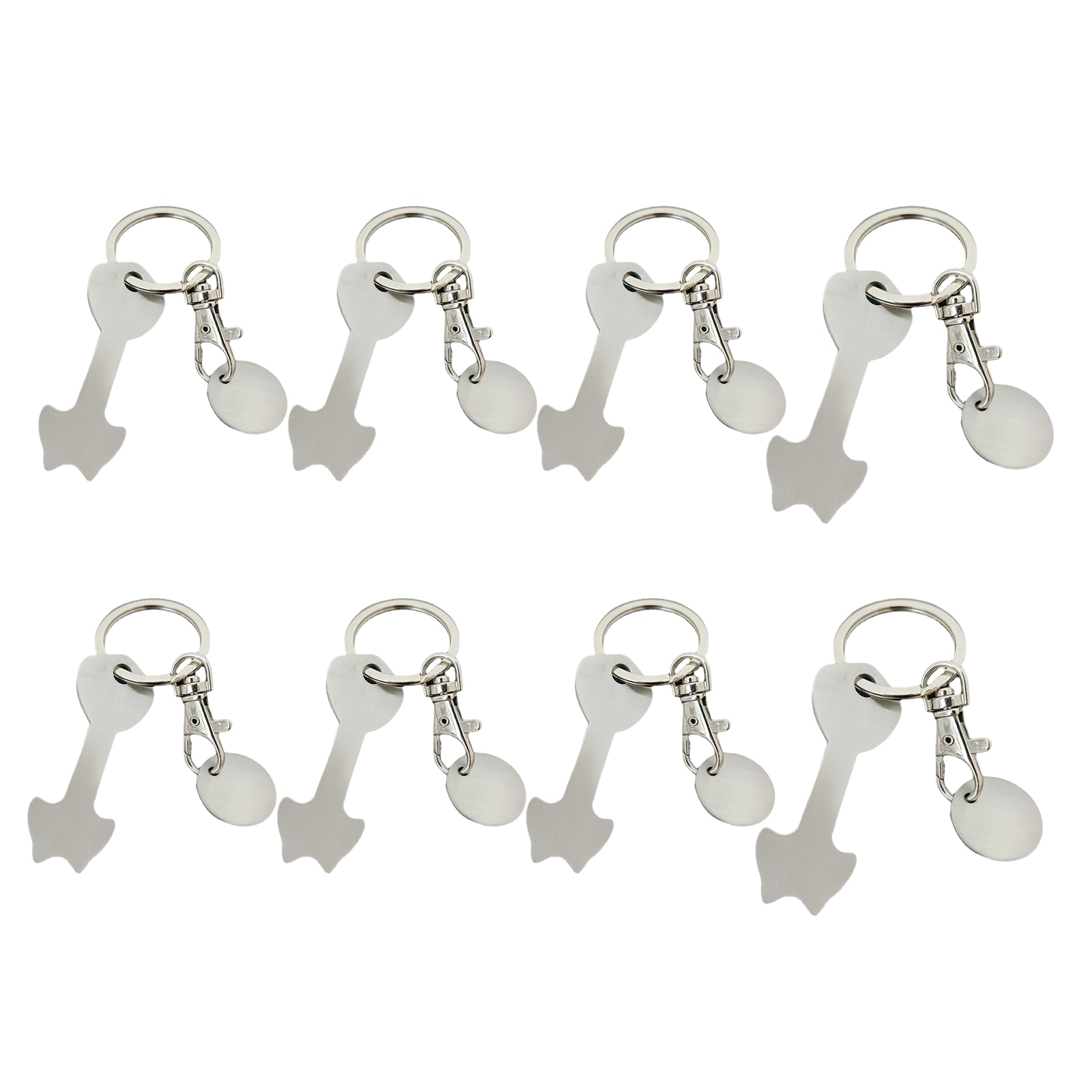 8pcs Birthday Unlocker Gifts Stainless Steel UK Thanksgiving Supermarket Shopping Key Ring Trolley Coin Travel Unique Unisex