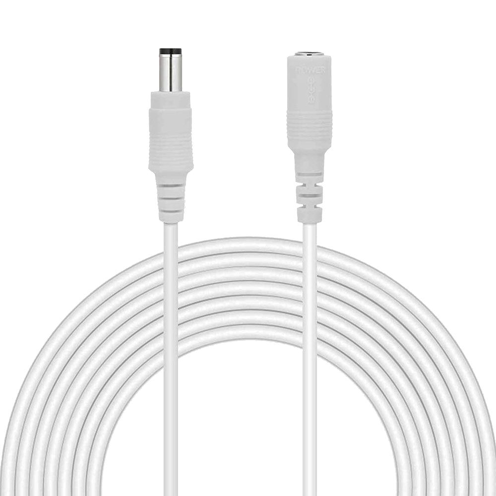 DC Power Extension Cable 12V White Cable Connector 2M 3M 5M 10M 20M Extender Cord 2.1x 5.5mm Female to Male For LED Strip Camera