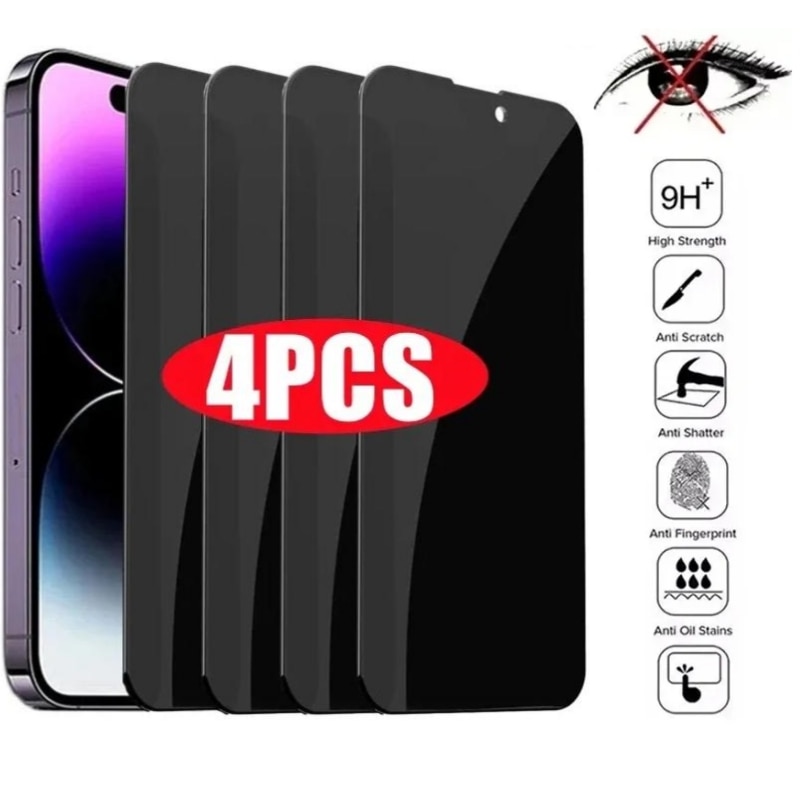 4pcs Privacy glass for iPhone 14 13 12 11 Pro Max Anti-Spy Screen Protector for iPhone 6 7 8 Plus X XR XS Max Tempered Glass