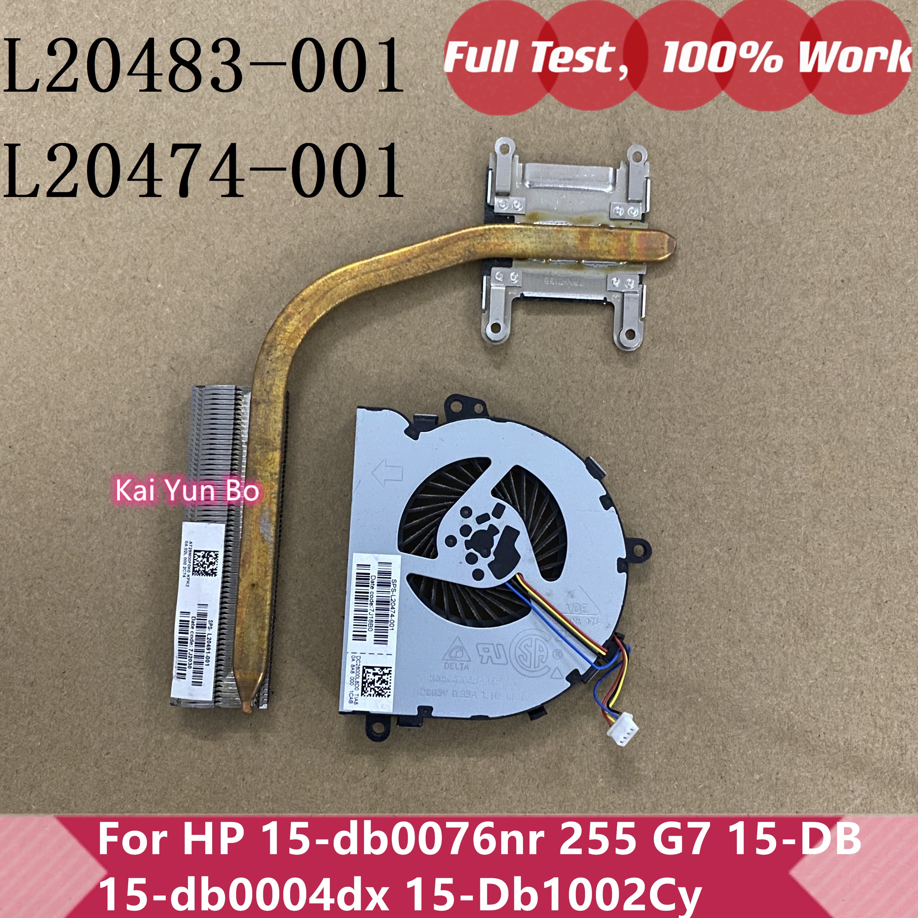 Laptop CPU Cooling Heatsink W Fan Original For HP 15-db0076nr 255 G7 15-DB 15-db0004dx 15-Db1002Cy Genuine L20474-001 L20483-001