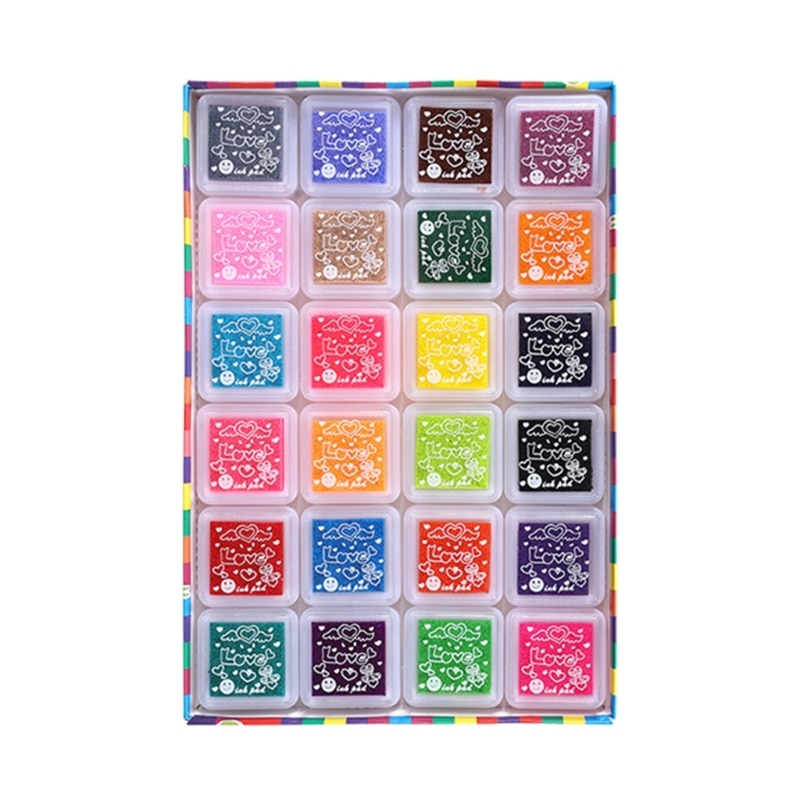 Finger Ink Pads for Kids Washable Craft Ink Stamp Pads 12/24Color DIY for Rubber Stamps Paper,Scrapbooking,Wood Fabric