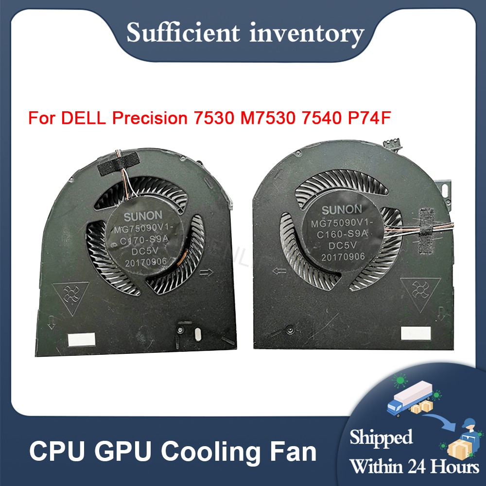 New DC5V 0.31A 4Pin MG75090V1-C170-S9A MG75090V1-C160-S9A For DELL Precision 7530 M7530 7540 P74F Laptop CPU GPU Cooling Fan