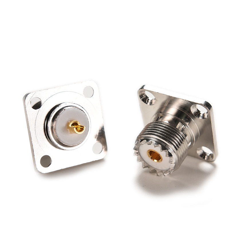 4-hole 25 mm Silver Connector SO239 UHF Female Jack Flange Solder Panel Mount