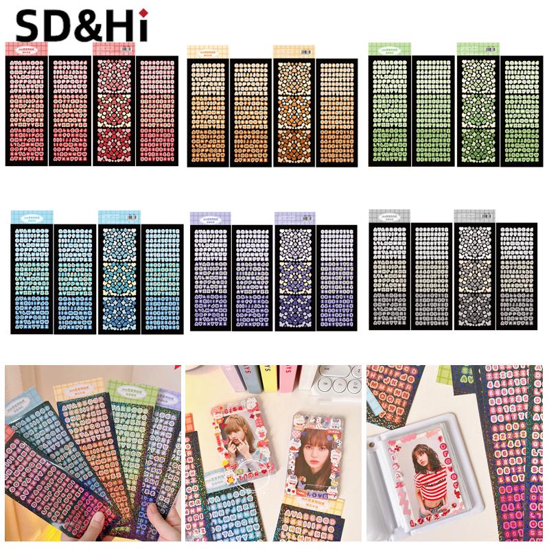 4Sheets/Pack Alphabet Sticker Bling Letter Gift Decorate Photocard Scrapbooking DIY Photo Album Stationery Supplies