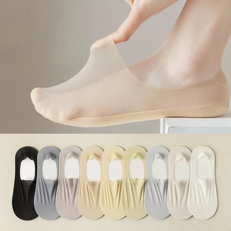 1 Pair Women's Socks Elastic Short Wear-Resistant Bottom Breathable Female Ankle Sock Transparent Thin Lady Low Invisible S