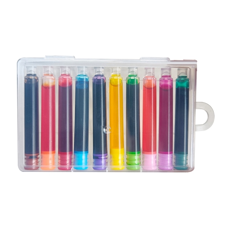 10 Pcs Refill Ink Cartridges 3.4 mm Bore Diameter 10 Colors for Student School