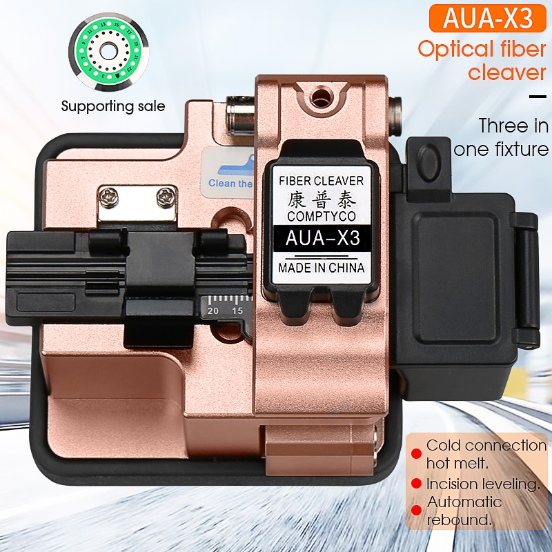 High Precision Fiber Cleaver AUA-X3 FTTH Cable Fiber Optic Cutting Knife Tools Cutter Three-in-one Clamp Slot 24 Surface Blade