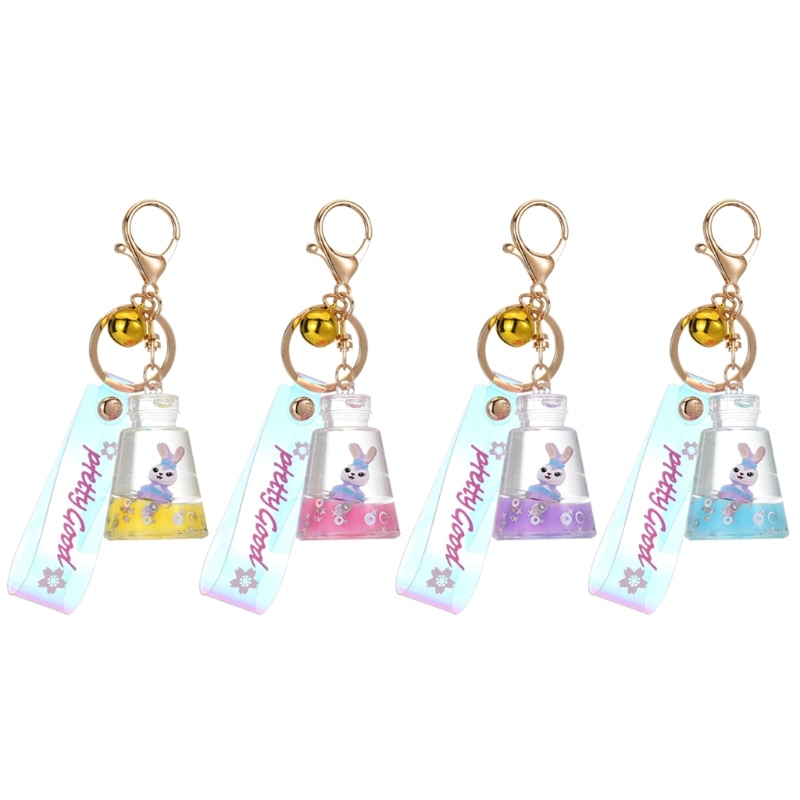 New Cartoon Keychain Lovely Quicksand Pendant Women Purse Charms For Handbags Decor Accessories Anime Cartoon Keychain Rings