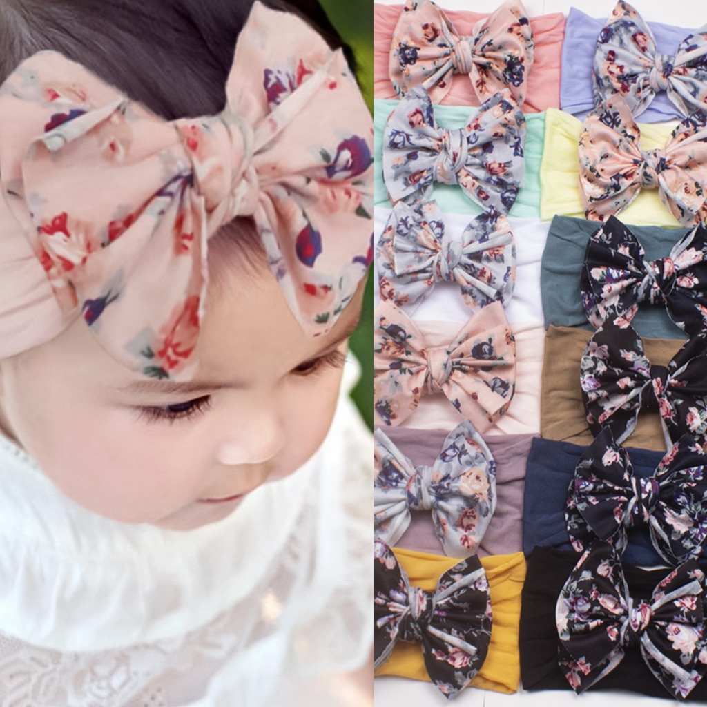 New Colors Knit Baby Headbands Rib Bow Elastic Soft Newborn Headbands Rabbit Ear Elastic Gift Toddler Bandage Ribbon Bowknot