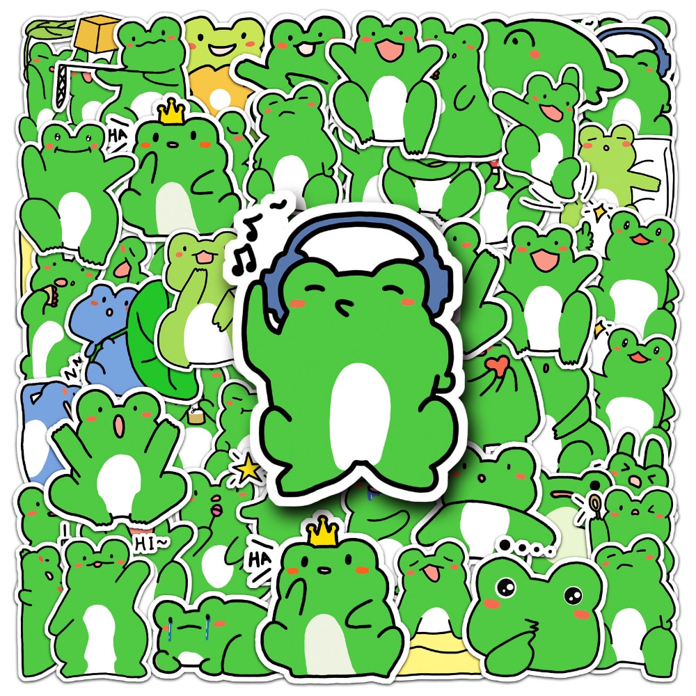 10/50Pcs Cartoon Cute Frog Graffiti Waterproof Sticker Creative Decorative Decal Refrigerator Water Cup GuitarHelmetWholesale