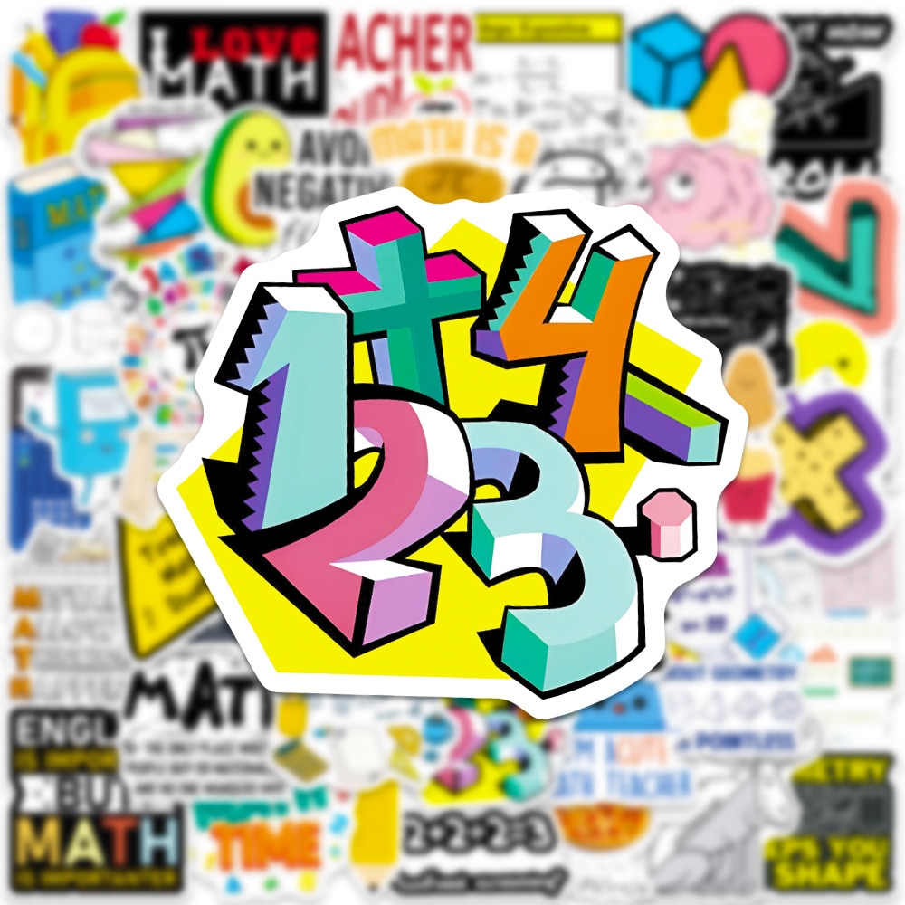 50Pcs Laboratory Science Chemistry Math Symbol Element Formula Decals Stickers Pack for Kids DIY Stationery Phone Laptop Sticker