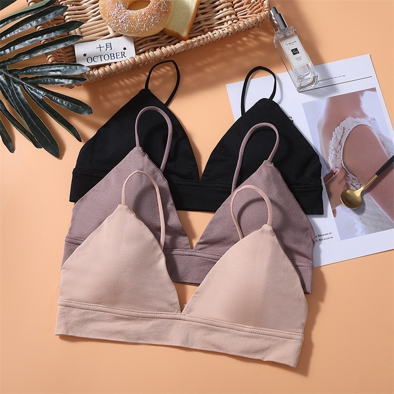 Summer Sexy Seamless Bras Women French Triangle Tube Top Camisole Wire Free Backless Lingerie Bralette