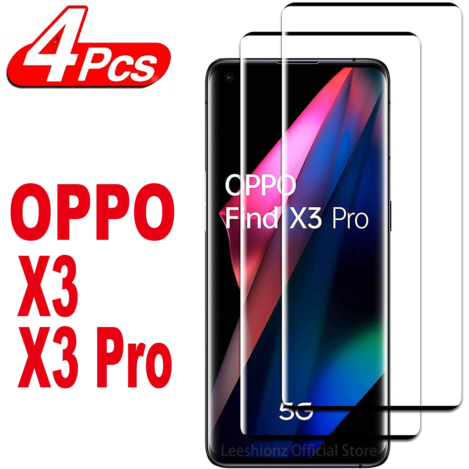 2/4Pcs 3D Screen Protector Glass For OPPO Find X3 Pro Tempered Glass Film