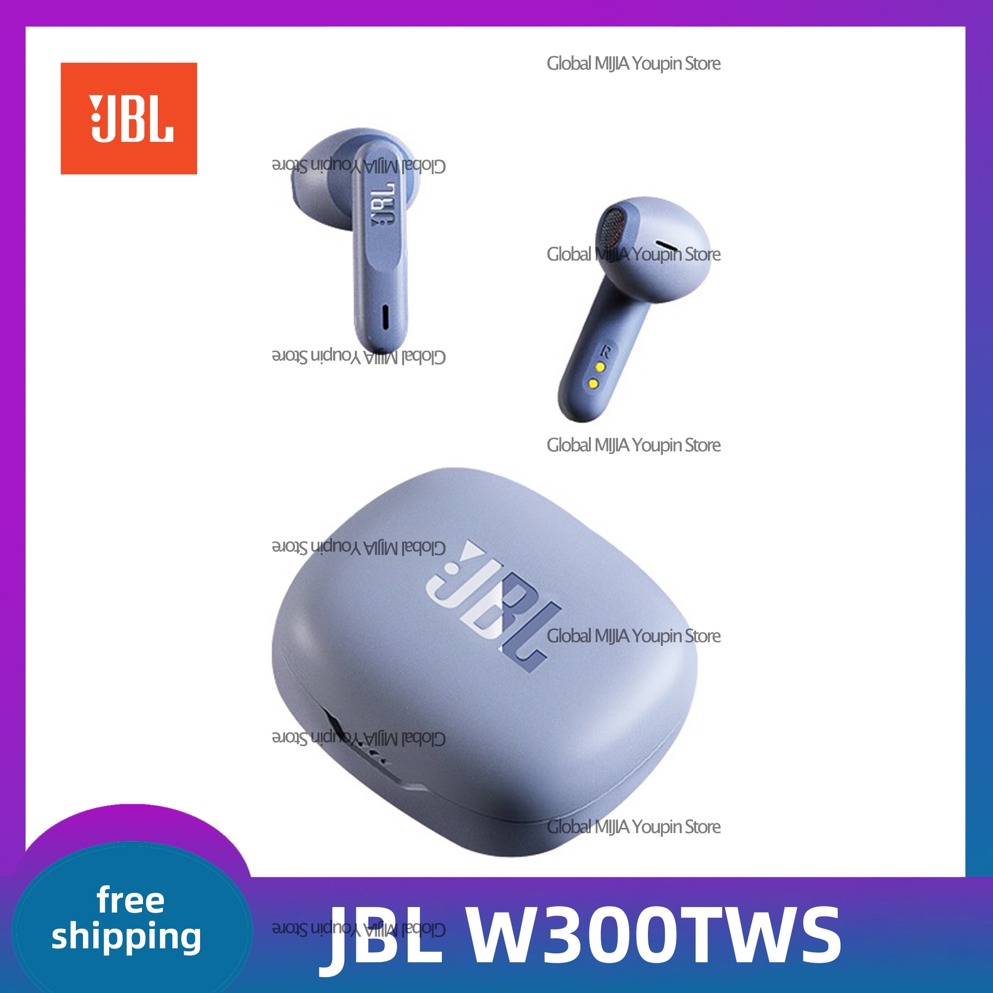JBL W300TWS Wireless Bluetooth Headphones Stereo Earbud Bass Sound Noise Cancelling Earphone Bluetooth with MIC Charging Box