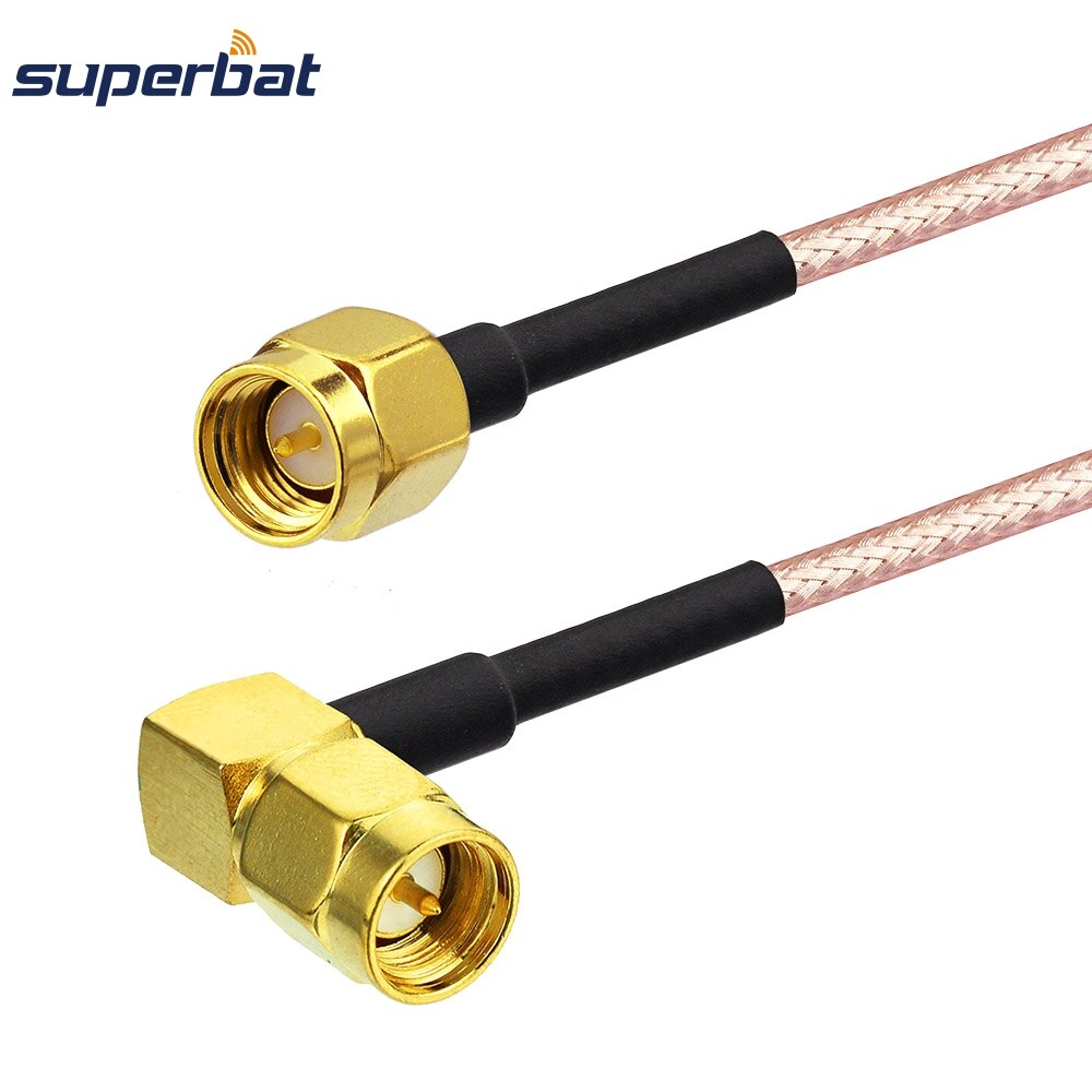 Superbat SMA Plug Right Angle to Male Straight Patch Lead RG316 70cm RF Cable Assembly for Wi-Fi Radios