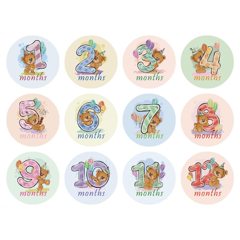 Newborn Infant Age Card Cards with 0-12 Months Pictures Photo Cards Commemorative Growth Souvenirs for Family Decoration