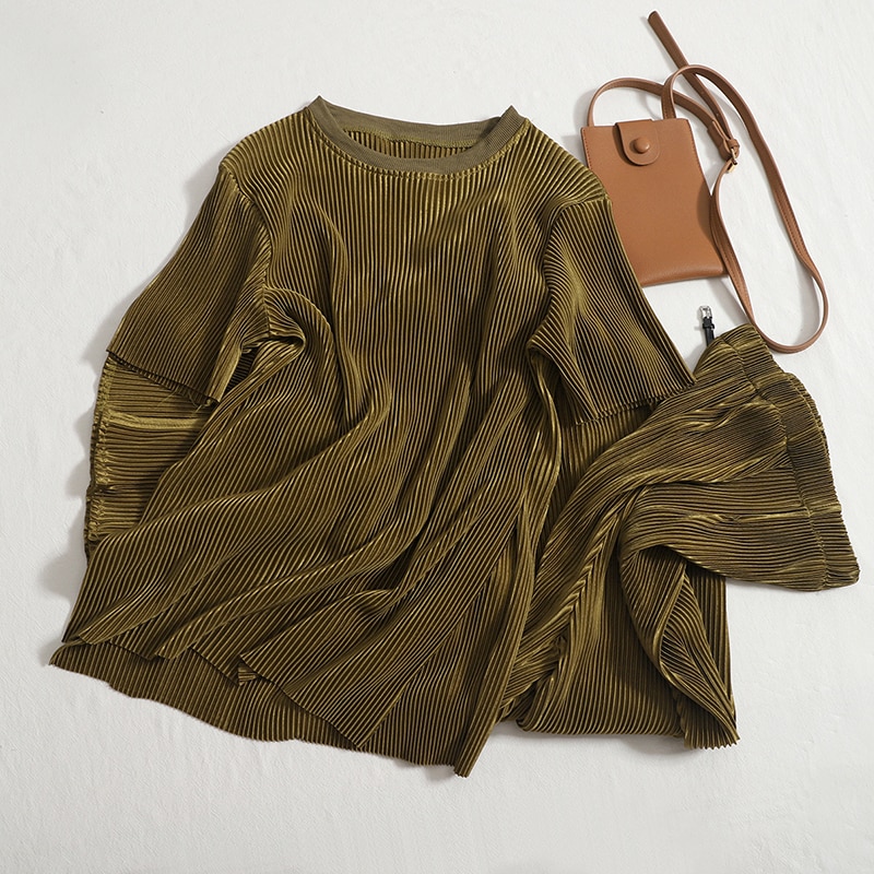 Casual Suit Female 2023 Summer New Temperament Round Neck T-shirt Tops High Waist Open Wide Leg Pants Two-piece Women's Sui