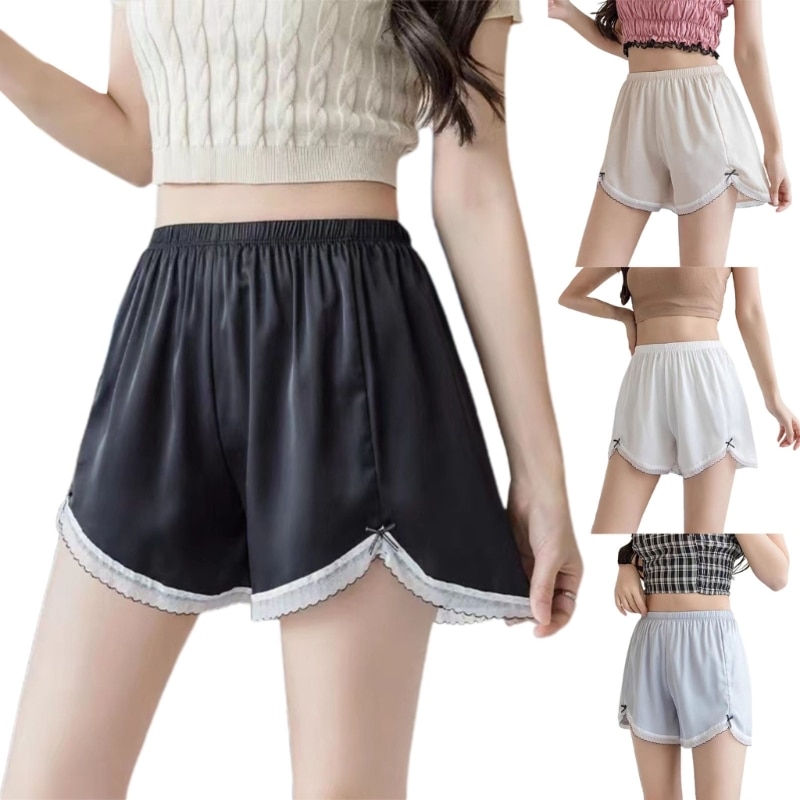Anti-Chafing Shorts for Women Girls Summer Underpants Female Lace Safety Shorts Breathable Elastic Waist Shorts Outwear