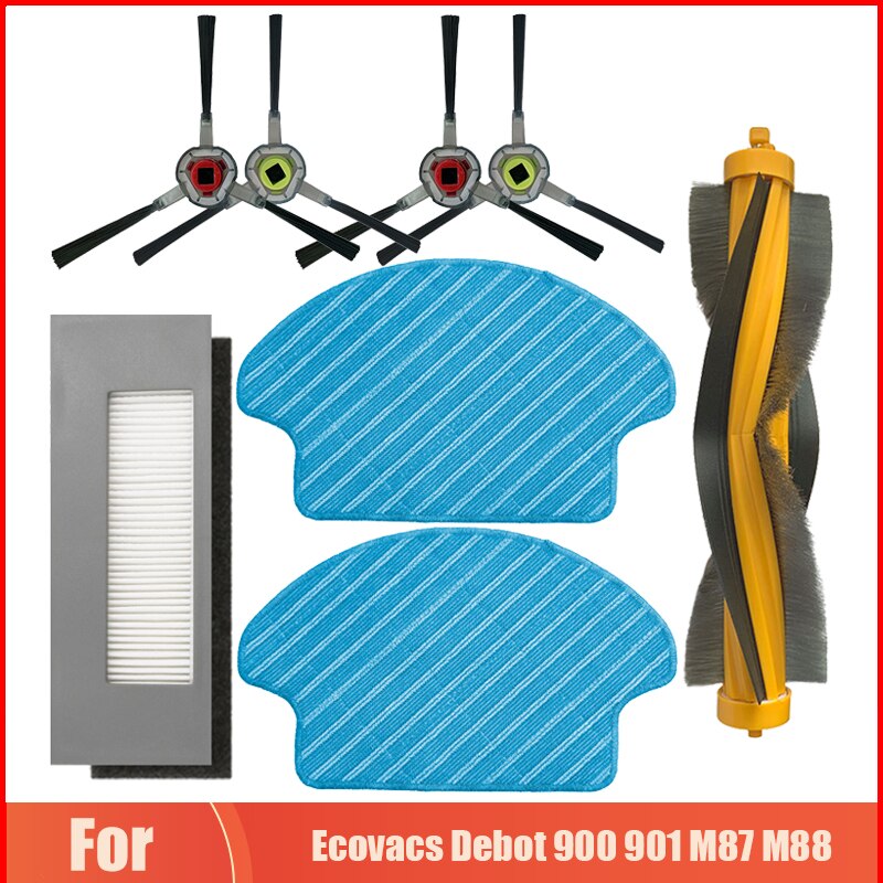 Roller Brush Hepa Filter Parts For Ecovacs Debot 900 901 M87 M88 Robot Vacuum Cleaner Side Brush Mop Cloth Rags Accessories