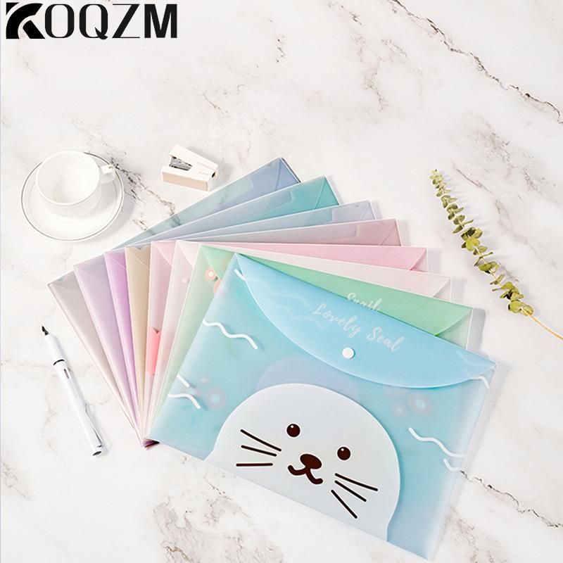 Cartoon Illustration Student Test Paper Bag Transparent File Bag Storage Bag Office File Bag Cartoon Transparent Snap BagStudent