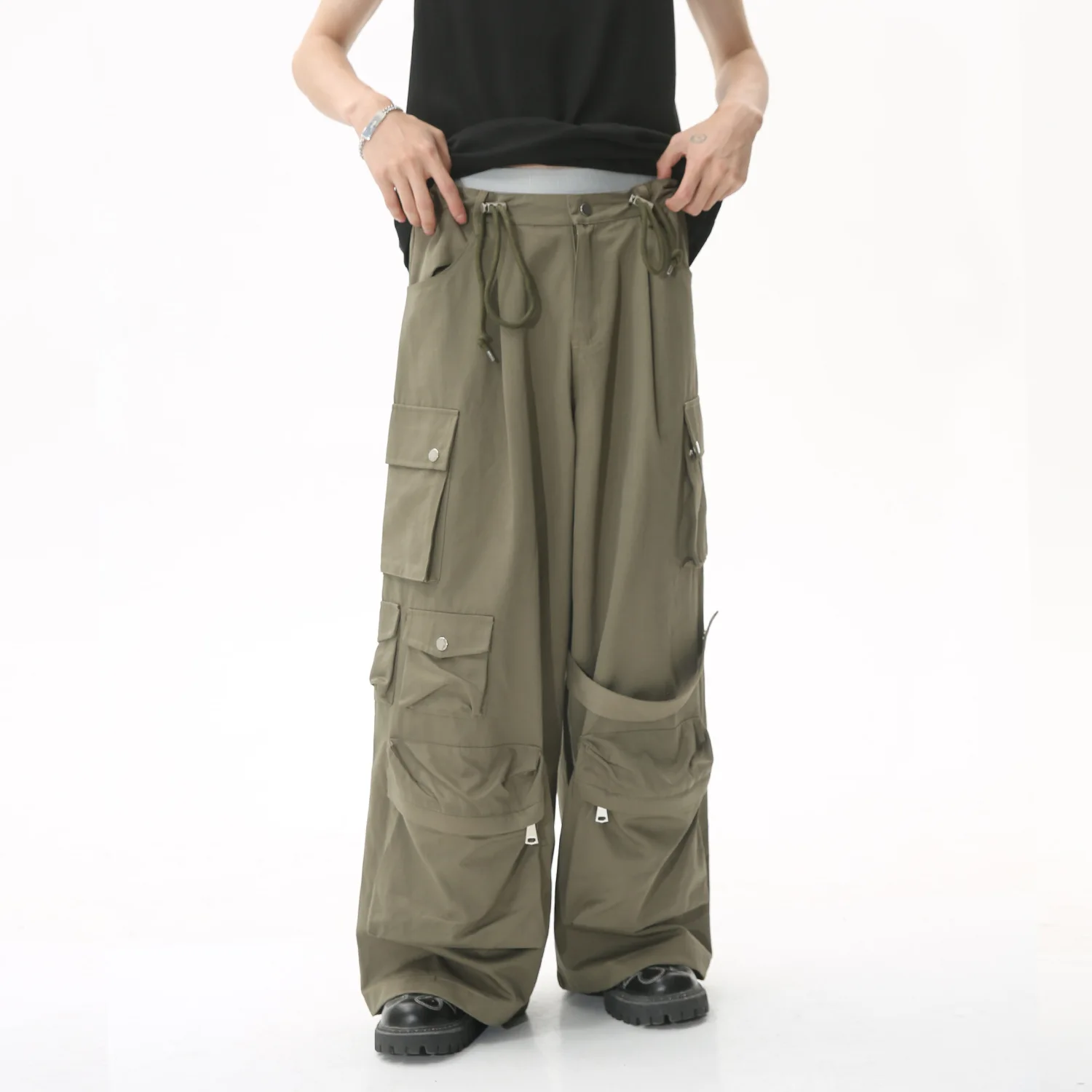 Men's Cargo Pants Fashion Hip Hop Multi-pocket Trousers Trendy Streetwear Solid Sweatpants Pantalones Casual Hombre