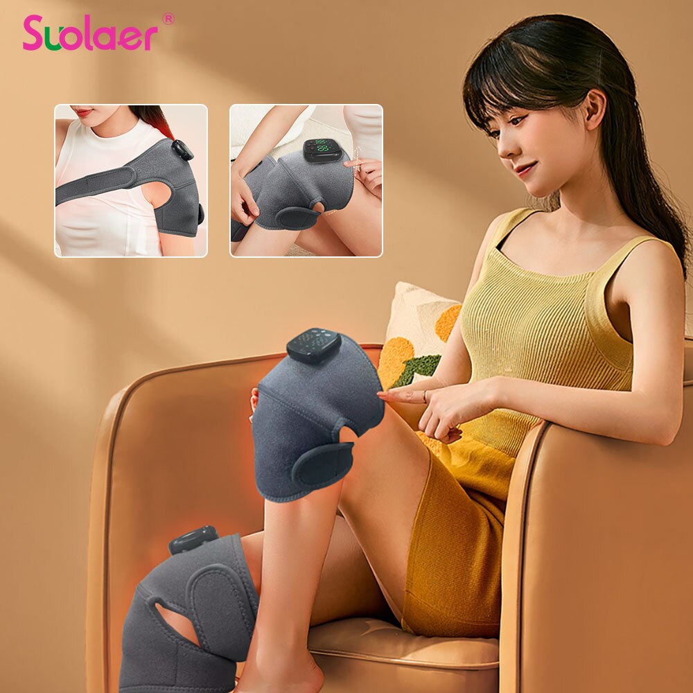 Eletric Heating Knee Massage Instrument Vibrator Knee Pad Joint Physiotherapy for Osteoarthritis Pain Relief Elbow Leg Arthritis