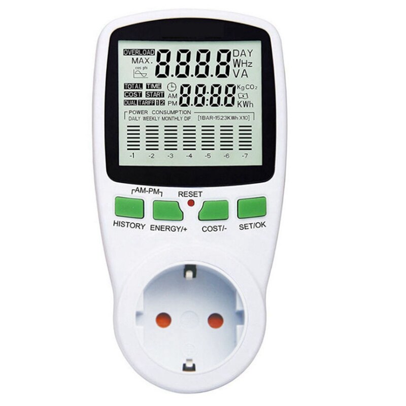 SEWS-Electricity Power Meter Wattmeter LCD Energy Meter Socket Electric Tester EU Measuring Outlet Powers Analyzer EU Plug