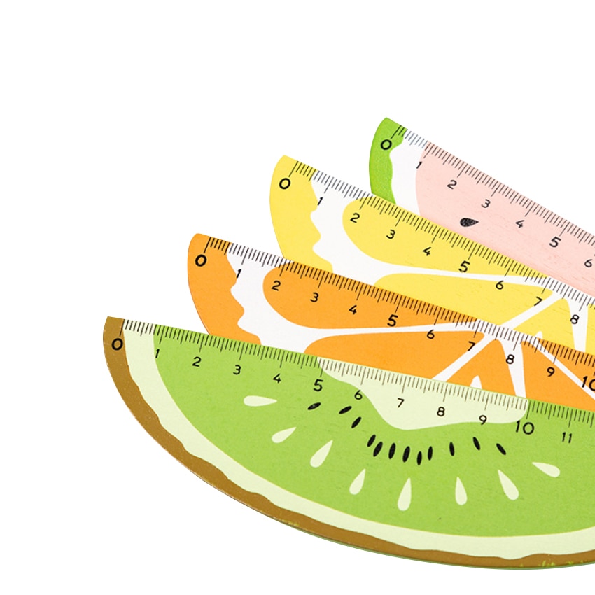 30pcs/lot Lovely Cartoon Fruit Ruler Student 15cm Wooden Hand Account Ruler Learn Stationery Office SuppliesWholesale