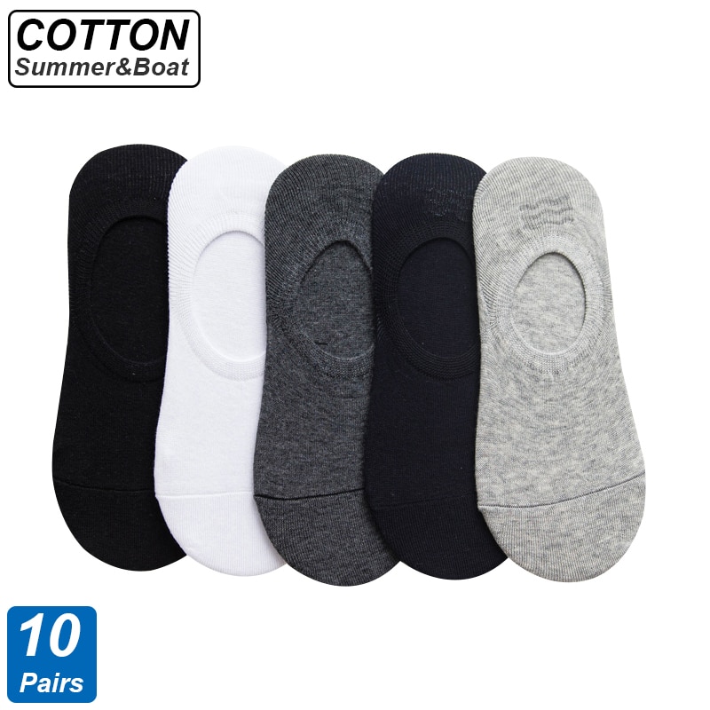 10Pair/Lot Men Boat Socks Summer Autumn Breathable Fashion Non-slip Silicone Invisible Cotton Socks Male Ankle Sock High Quality