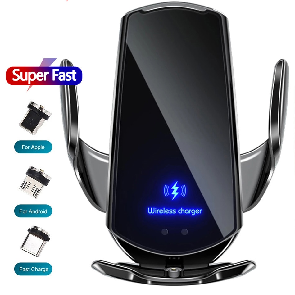 15W Car Wireless Charger Auto Car Mount Phone Holder For iPhone 14 13 12 11 Pro Samsung Xiaomi Infrared Induction Fast Charging