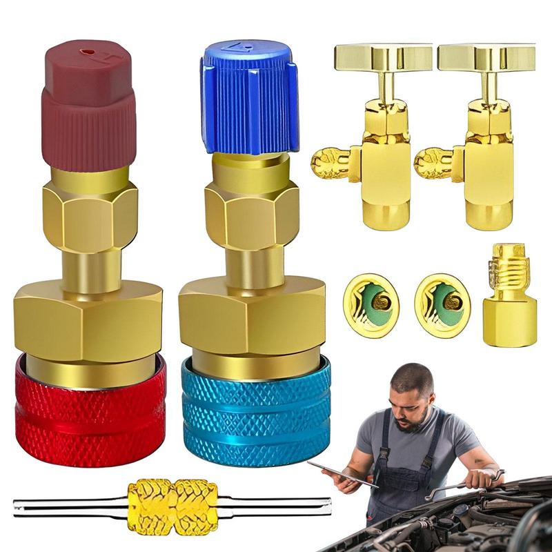 R1234yf Adapter Fittings Connector Hose Fitting Quick Couplers A/C Recharge Kit High/Low Side Manual A/C Recharge Kit