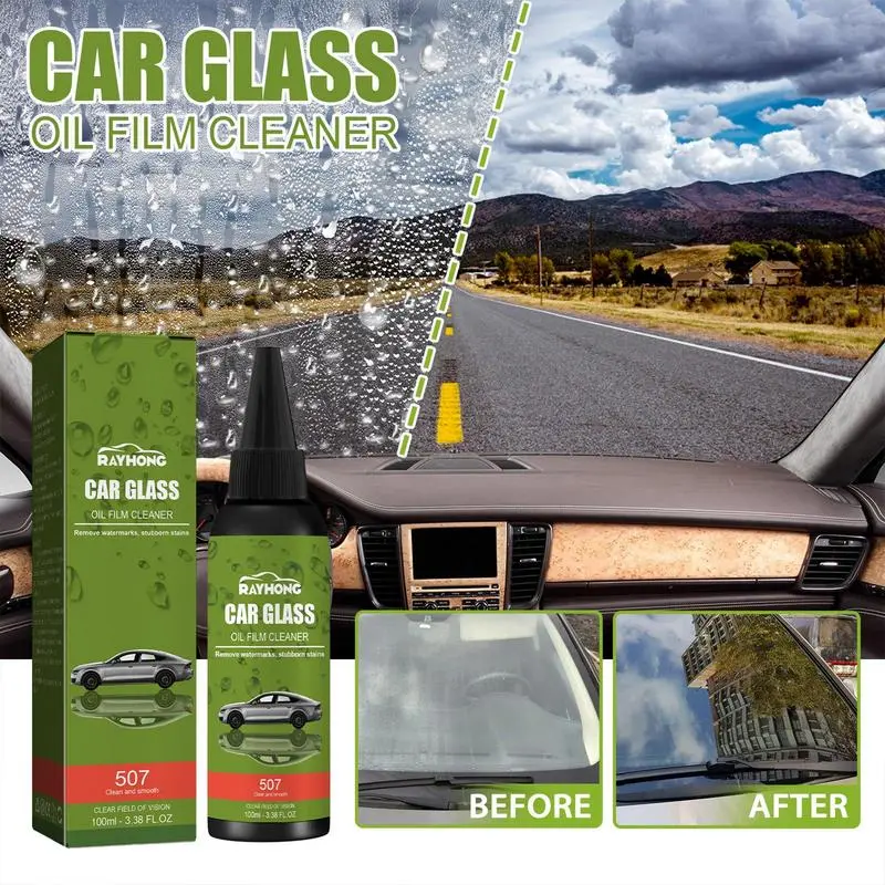 100ml Car Glass Oil Film Cleaner Polish Paste For Bathroom Window Windshield Windscreen Glasses Streak Free Shine Deep Cleaning