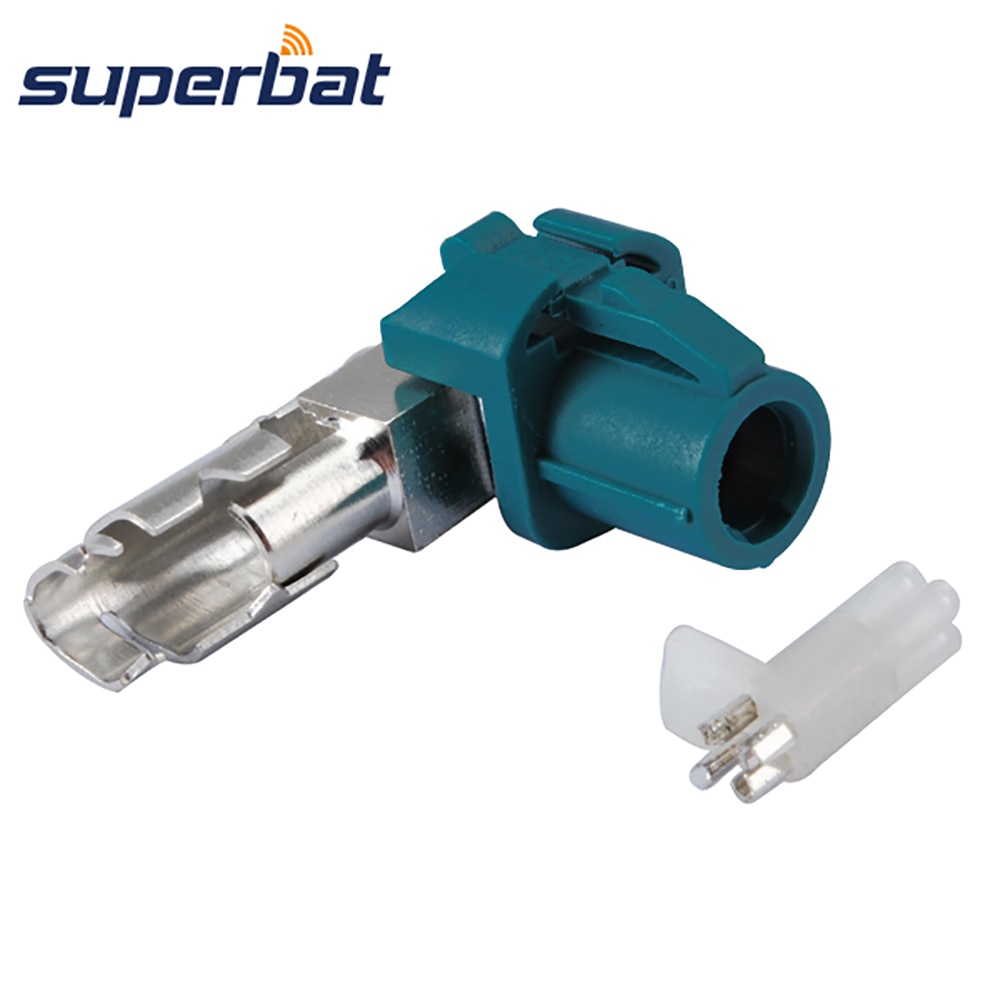 Superbat Car HSD Fakra Z Waterblue Crimp Female 90 deg Right Angle RF Coaxial Connector for Cable Dacar 535 4pole