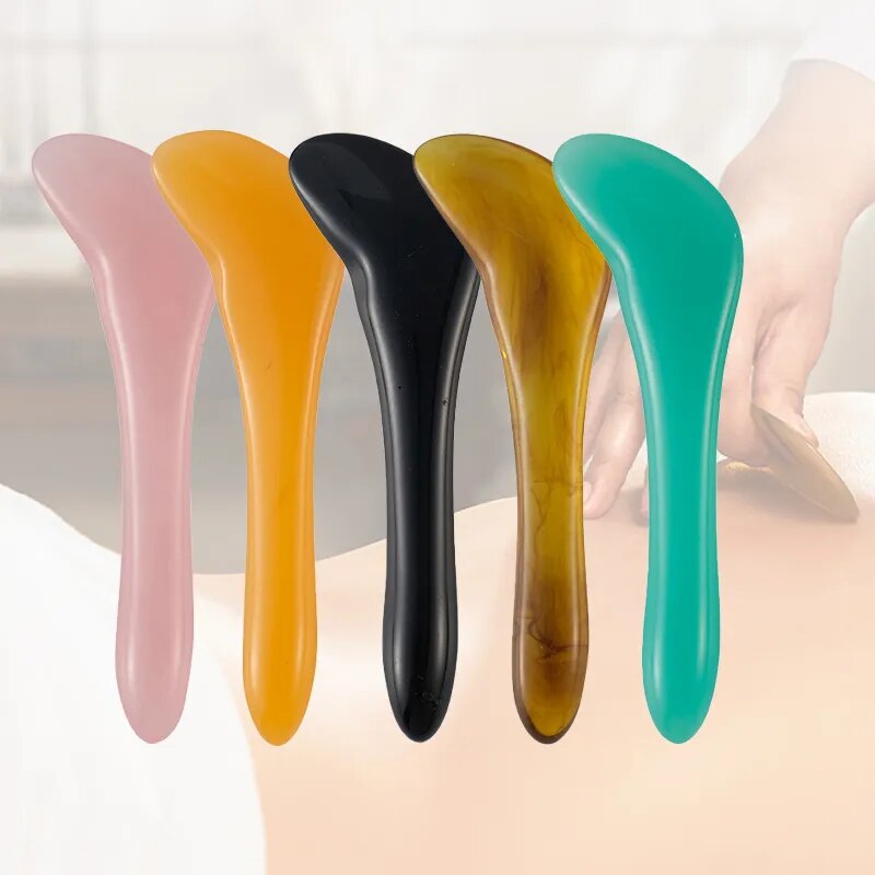 Natural Resin Scraping Plate Gua Sha Board Facelift Spa Massage Tool Wrinkle Remover Chinese Traditional Acupuncture Scraper