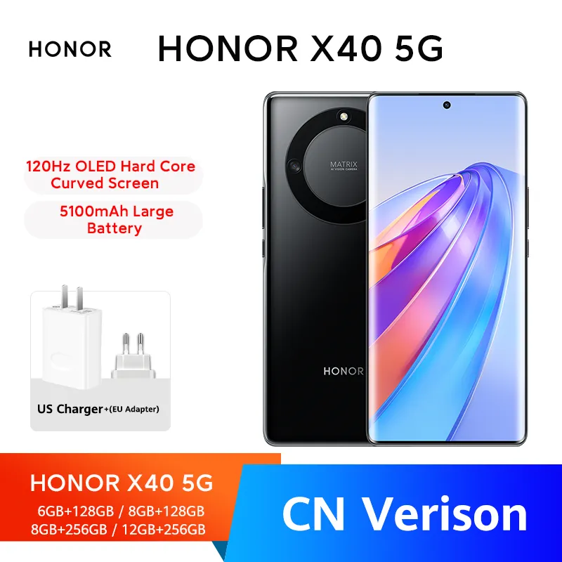 HONOR X40 X 40 5G 120Hz OLED Hard Core Curved Screen Fast Charge 5100mAh Large Battery Mobile Phone